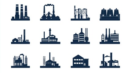 Graphic design of urban industrial factory structures aerial view