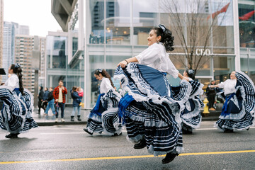 Canada, Toronto - 16 march 2025: Saint Patrick Day Parade. Colorful Traditional Dance Performance...