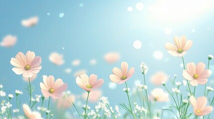 Fototapeta premium Delicate Vector Illustration of Spring Flowers Against Soft Background