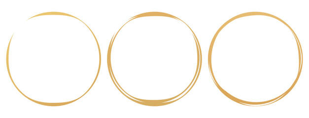 Gold circle sign set isolated on white background vector.