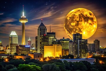 San Antonio Nightscape Black City