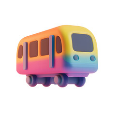 Stylized 3D render of a single train car on tracks against 