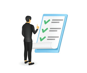 A man checklist document concept illustration