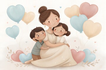 caring mother cuddling her baby with deep affection, capturing the warmth and love of parenthood in a soft, emotional, and tender artistic representation