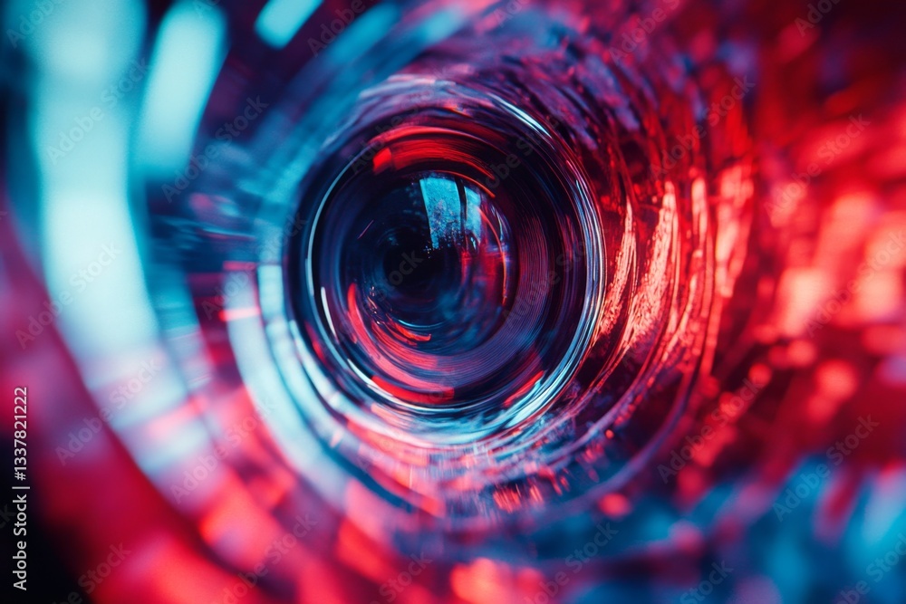 Poster abstract vibrant tunnel. dynamic swirling colors, creating a mesmerizing effect. intense light strea