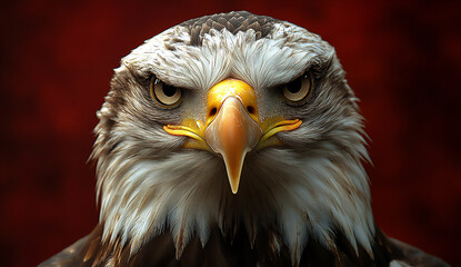 Fototapeta premium an american flag with a bald eagle, realistic photo, hd