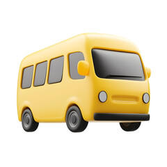 Retro bus is depicted in a 3d style.Cartoon plastic style minimal