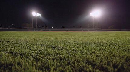 Nighttime Outdoor Baseball Field with Bright Stadium Lights