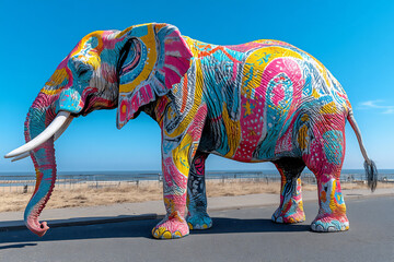 Obraz premium an elephant with painted patterns on its skin,