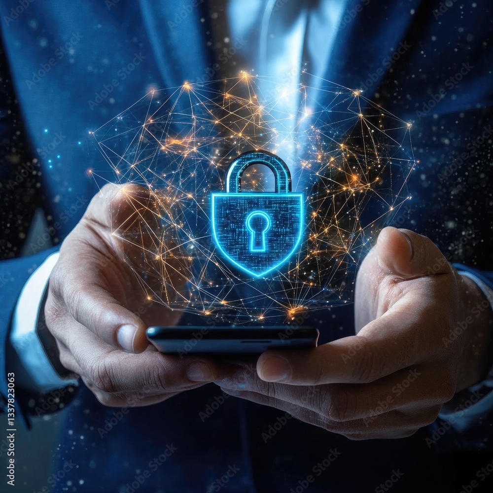 Poster digital security network protection mobile phone data encryption safeguard