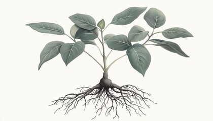 Ashwagandha Plant Detailed Roots - Ayurvedic Herb Botanical Illustration