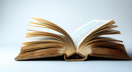 Fototapeta premium an open book with pages turning, isolated on a white background,