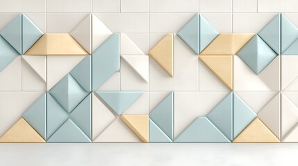 Abstract geometric tiles artwork modern interior texture background soft colors