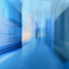Abstract blue hallway with motion blur effect