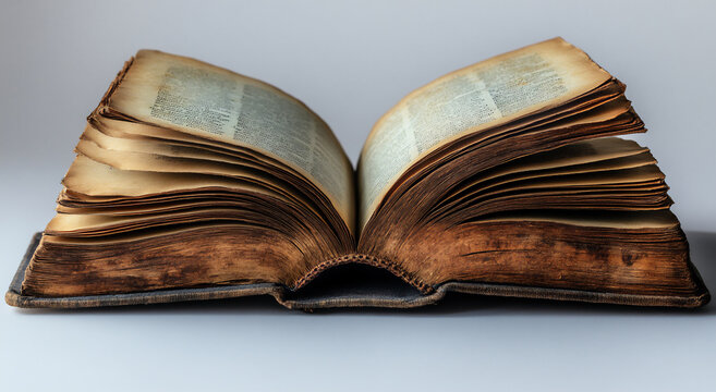 an open book with pages turning, isolated on a white background.
