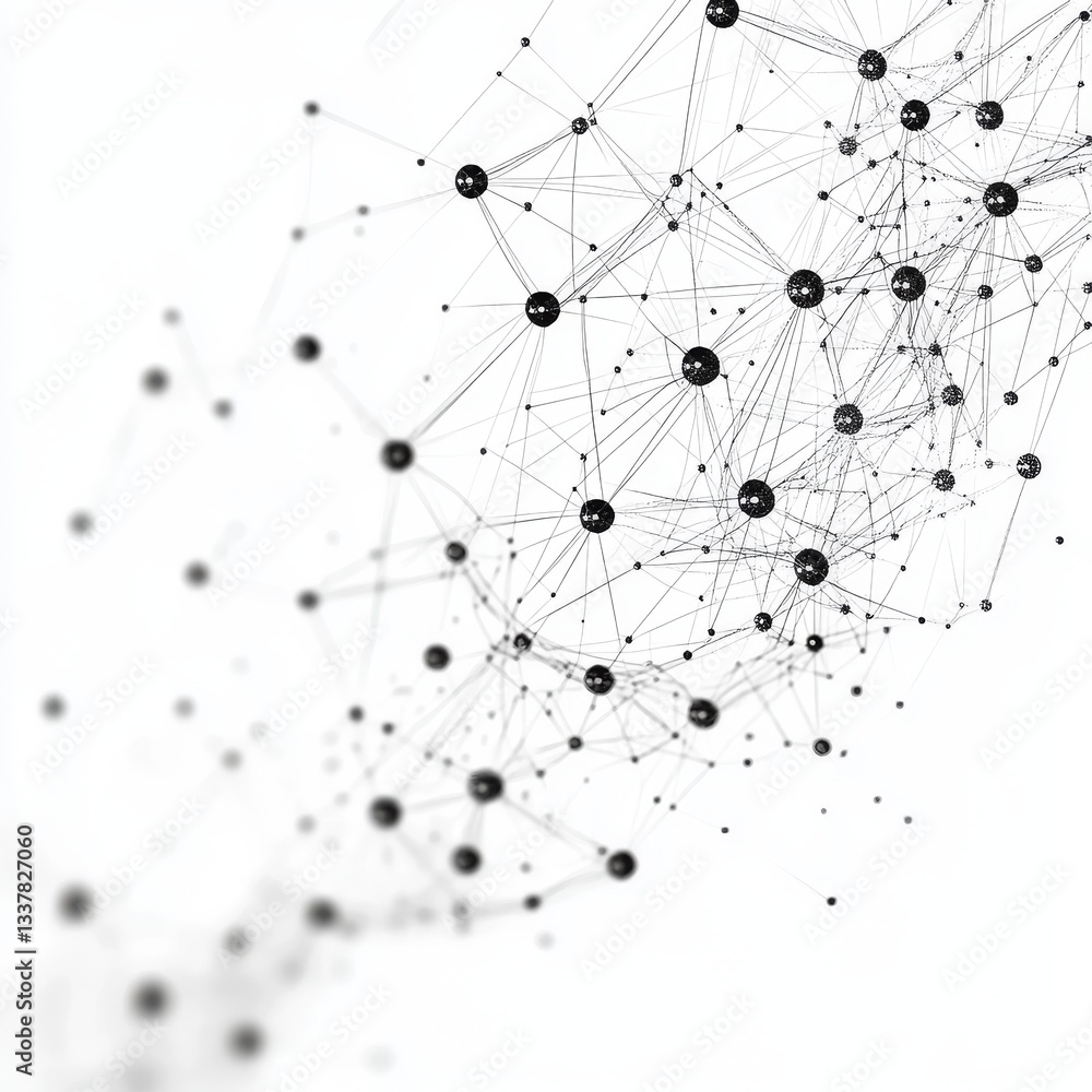 Aufkleber abstract network connection concept with dark nodes and thin lines on a white background.