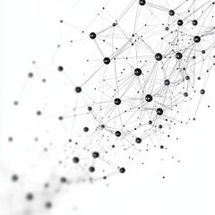Abstract network connection concept with dark nodes and thin lines on a white background.