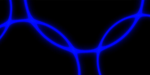 Abstract rounded blue neon shining in the dark background.