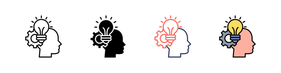 Thinking Multi Style Icon Set Vector 