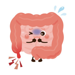 Obraz premium 虫垂炎になった腸のキャラクターイラスト