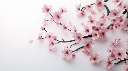 Obraz premium Japanese Minimalist Design with Cherry Blossom on White Background