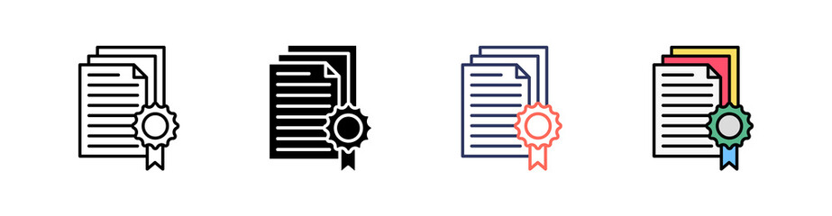 Document Multi Style Icon Set Vector 