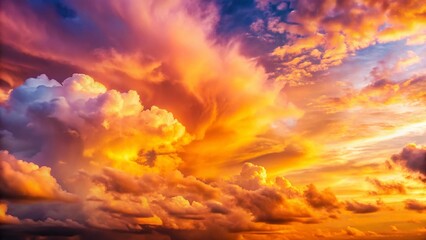 Obraz premium Serene Sunset Sky: Warm Hues & Soothing Clouds - Premium Macro Photography Background Banner