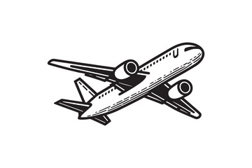 Airplane outline silhouette with white background