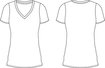 Blank White V-Neck T-Shirt Mockup &ndash; Front & Back View for Custom Design & Branding
