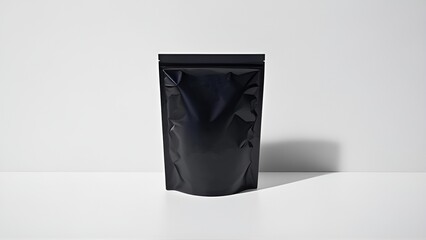 blank black foil packaging on white background