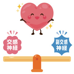 バランスの取れた自律神経と健康的な心のキャラクターイラスト