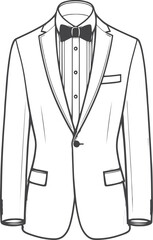 Art tuxedo suit fashion illustration technical drawing template design