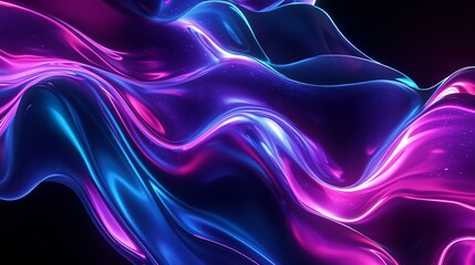 Obraz premium Abstract Wavy Surface with Neon Glow in Blue and Purple Colors