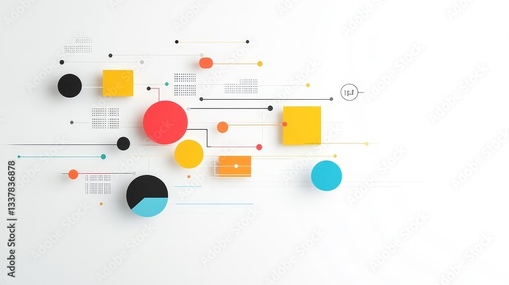 Poster abstract geometric shapes and lines on white background for design