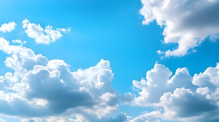 Stunning Cumulus Cloudscape: A Vibrant Blue Sky Adorned with Fluffy White Clouds