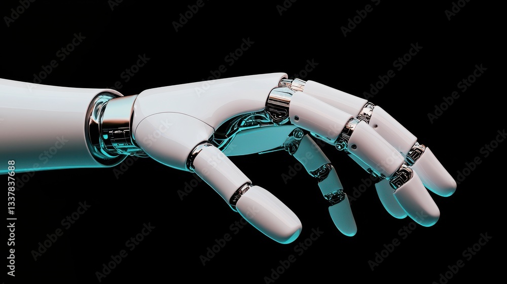 Aufkleber a close-up view of a robotic hand showcasing intricate designs and advanced technology elements.