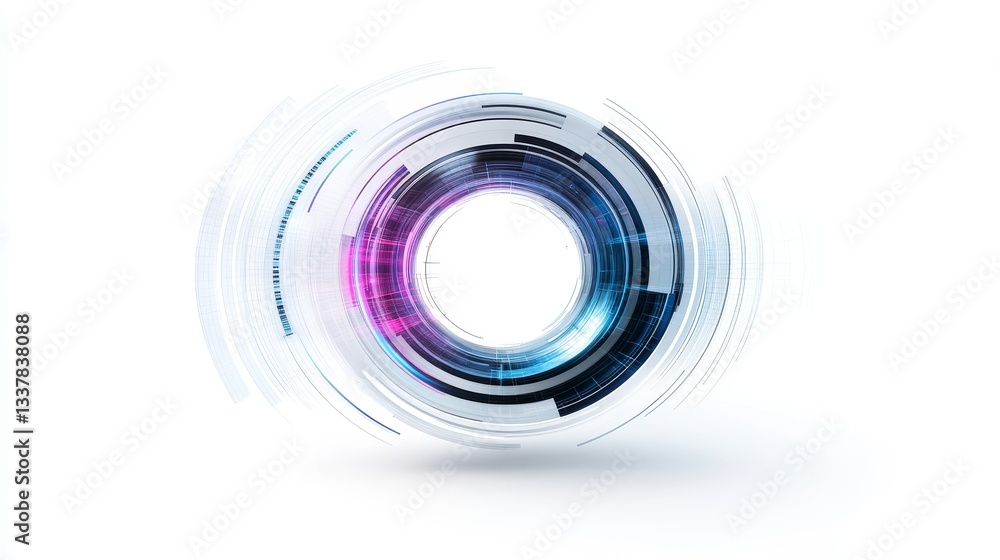 Poster abstract circular design with futuristic technology elements
