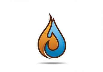 Abstract Blue and Orange Flame Water Drop Logo Design