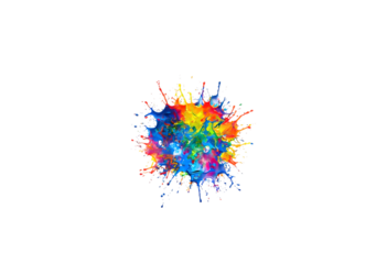 colorful paint splash isolated on transparent background center
