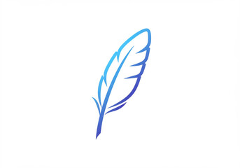 Blue Gradient Feather Illustration on White Background