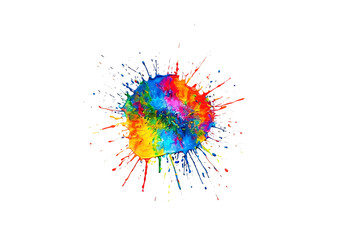 colorful paint splash isolated on transparent background center