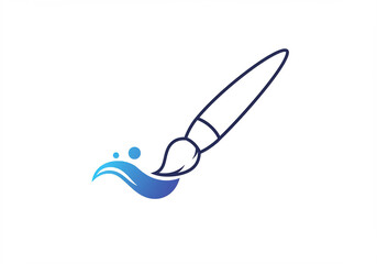 Blue Gradient Wave and Paintbrush Design