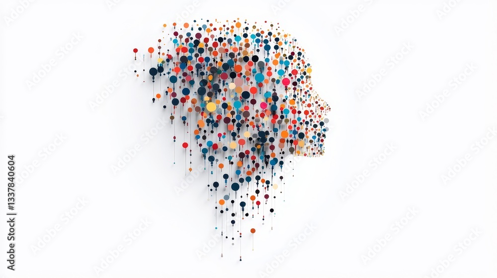 Aufkleber abstract representation of human face with colorful dots and shapes