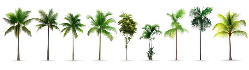 Obraz premium Diverse Collection of Tropical Trees Isolated on White Background