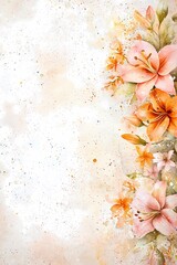 Elegant Watercolor Lilies Floral Background Design Peach and Orange Blossoms Artistic Painting