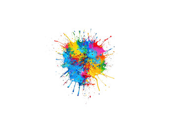 colorful paint splash isolated on transparent background center