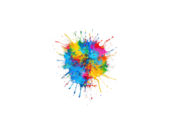 colorful paint splash isolated on transparent background center