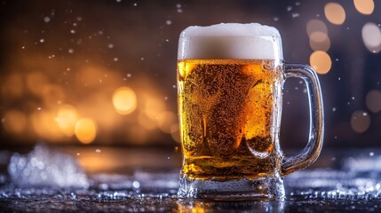 A background of very cold beer for international beer day greetings, 32k Resolution