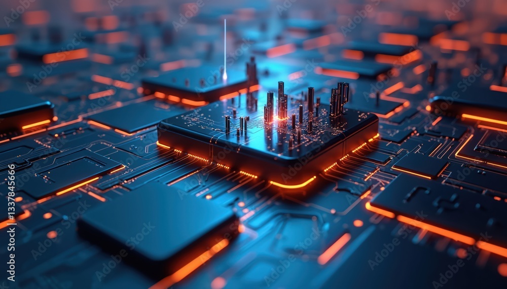 Aufkleber vibrant abstract digital tech background featuring glowing circuit patterns. futuristic conceptual d