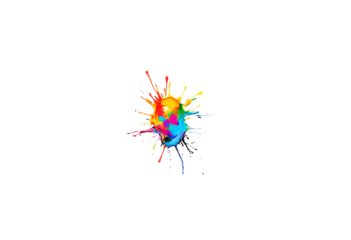colorful paint splash isolated on transparent background center
